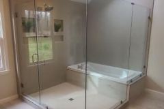 Custom Frameless Shower Door with Inline Panel and Return