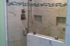Frameless shower door and inline panel, Brushed Nickel hardware - Bristow, VA