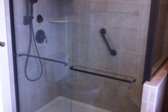 Frameless Shower Door, with Inline Panel and Return, Oil Rubbed Bronze Hardware - Springfield, VA
